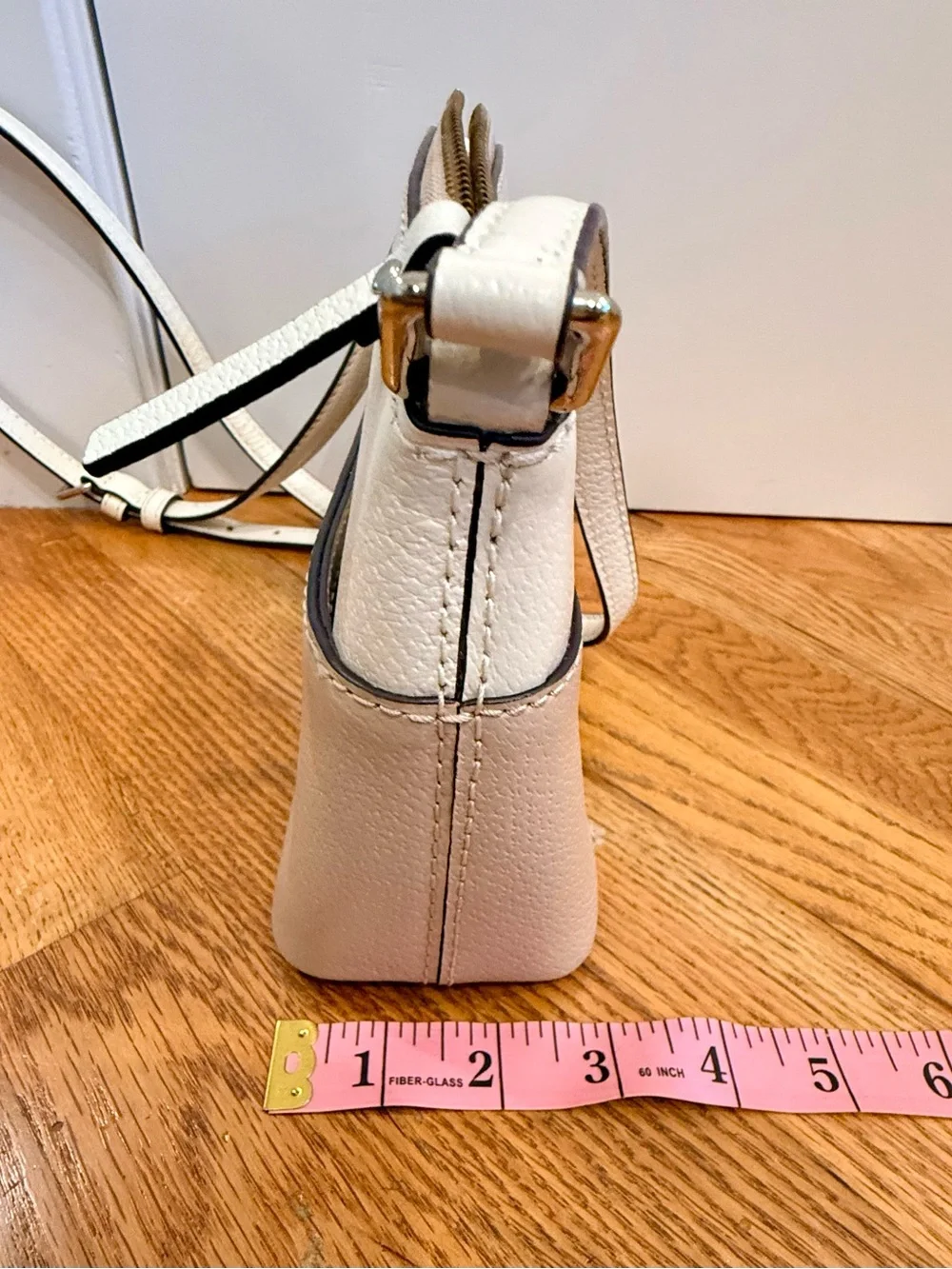 kate spade Two-Tone Cream and Blush Leather Crossbody Bag